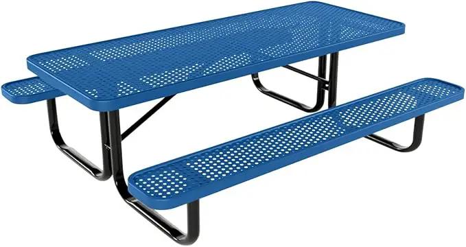 Coated Outdoor Furniture Heavy-Duty Portable Outdoor Kids Table, Punched Steel Kids Picnic Table, Commercial-Grade Picnic Table, Made in America (6ft Rectangular, Childrens, Textured Light Blue) by GreenHaven Gardens