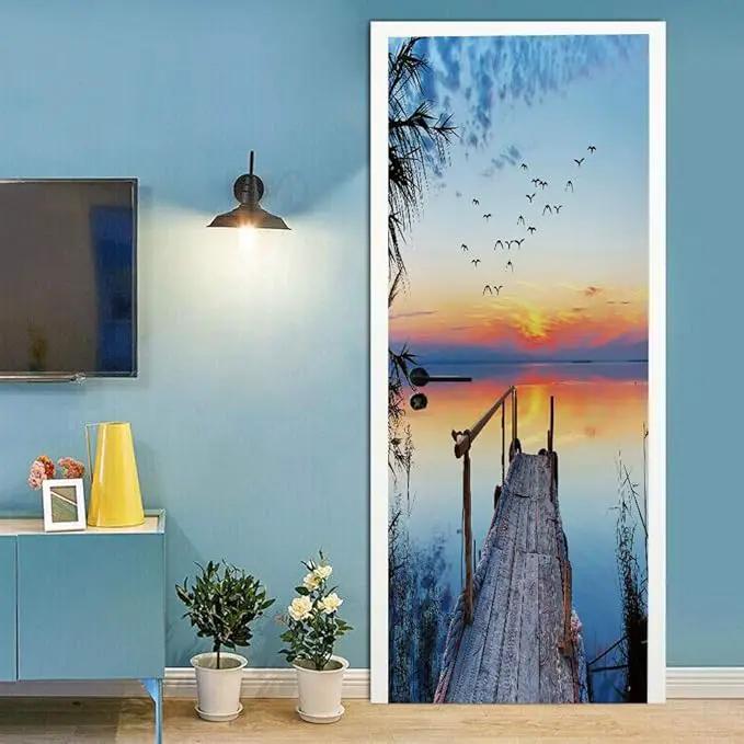 3D Door Stickers Murals - Peel and Stick - PIER - Wallpaper Self-Adhesive Decals - Removable PVC Waterproof Door Poster - Bedroom, Living Room - 37.4" x 82.7" by GreenHaven Gardens