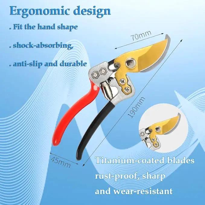 Ultra Sharp Germany Titanium Steel Pruning Shears - Cuts 3X Easier, Weak Hand Arthritis Snips, Rust-Resistant, Effortlessly 1-Inch Cut Capacity Garden Scissors, Ergonomic Handle (gt-06, 1) by GreenHaven Gardens