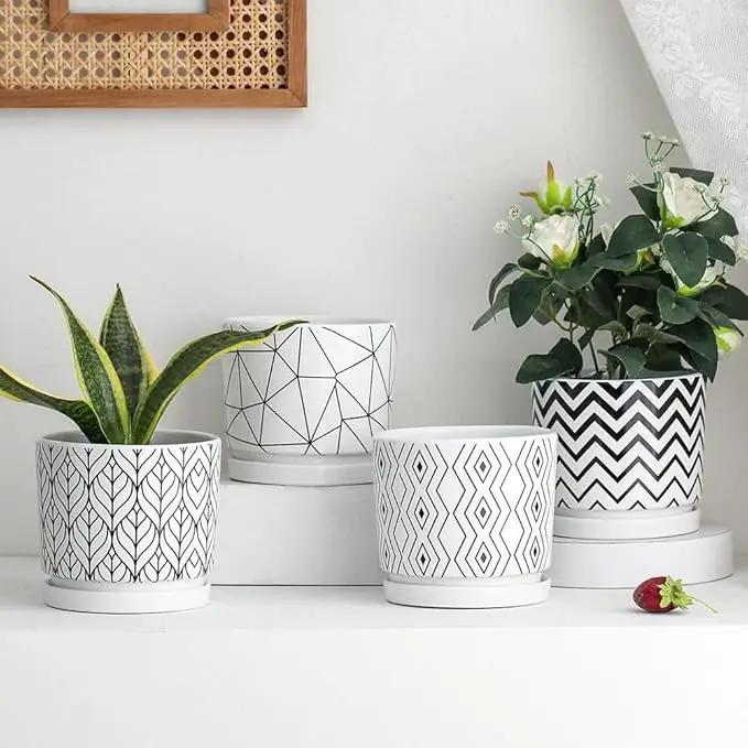 2 Pack Ceramic Plant Saucer Pot Tray 8 Inch, Planter Saucers 4 5 6 7 8 9 10 11 12 Inch for Indoors Outdoor, Durable Sturdy Flower Drainage Tray for Glazed Pots Base (8.5 Inch White) by GreenHaven Gardens