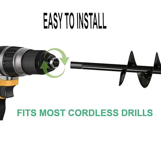 Auger Drill Bit for Planting 2x32'' - with Extension - Spiral Hole Planter for Bulbs, Fence Posts, and Umbrella Holes - 3/8'' Hex Drive Drill- Gardening Hole Digger Yard Tools by GreenHaven Gardens