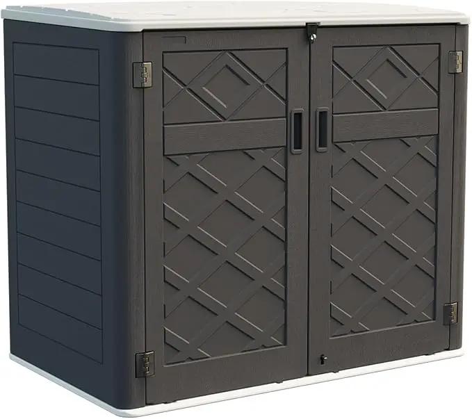 KINYING Larger Outdoor Storage Shed Weather Resistance, Resin Sheds & Outdoor Storage for Garden, Patios, Backyards, 48 Cu.Ft Tool Shed for Garbage Cans, Lawn Mower, Garden Tools,Black by GreenHaven Gardens