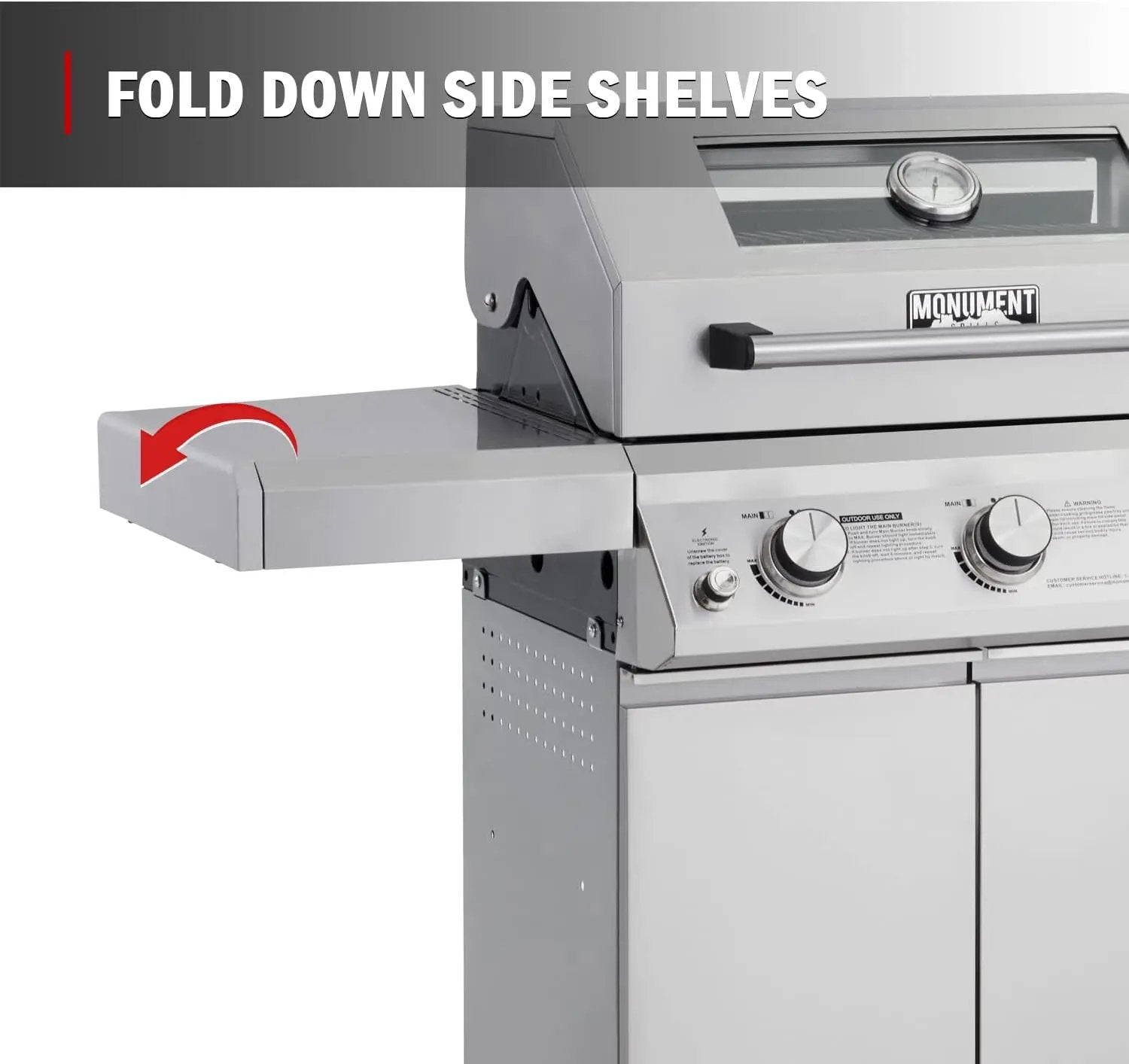 Monument Grills Larger 3-Burner Propane Gas Grills barbeque Stainless Steel Heavy-Duty Cabinet Style with Knob Controls, Outdoor Use, Mesa 300 by GreenHaven Gardens
