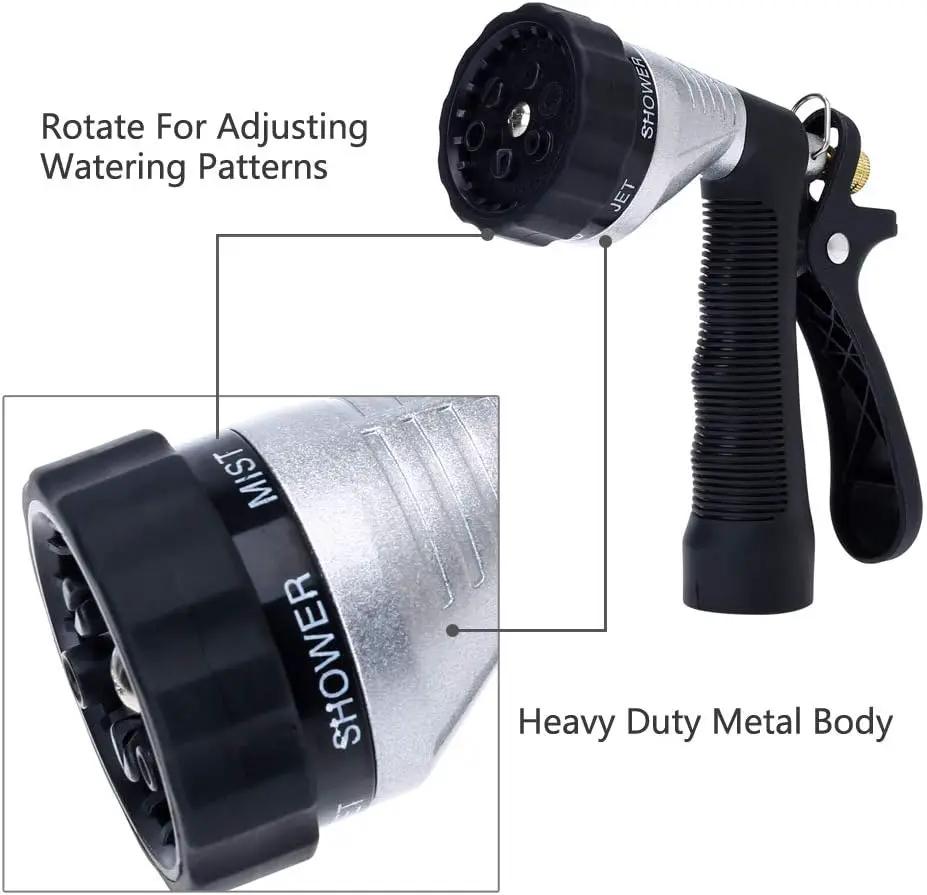 GREEN MOUNT Water Hose Nozzle Spray Nozzle, Metal Garden Hose Nozzle with Adjustable Spray Patterns, Perfect for Watering Plants, Washing Cars and Showering Pets by GreenHaven Gardens