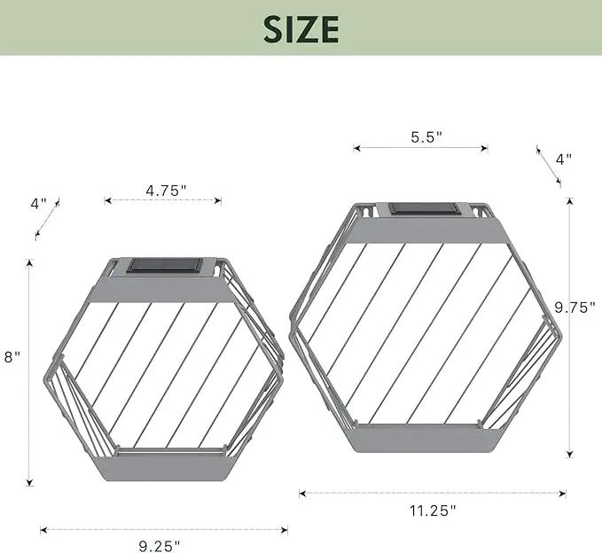 Grand patio Outdoor Leiden LED Solar Hexagon Wall Sconce Planter, with Dusk to Dawn Sensor Decor Wall Lighting for Garage Doorway Patio Yard, Cement Grey (L-Linear) by GreenHaven Gardens