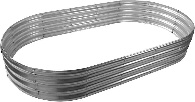 72X36X12 Inches Oval Galvanized Metal Garden Raised Bed/Plant Box for Planting,36 Inches Diameter Metal Fire Pit Ring,Small Animal Fence-3 in 1 Modular Design in Silver (6X3X1 FT, Oval) by GreenHaven Gardens