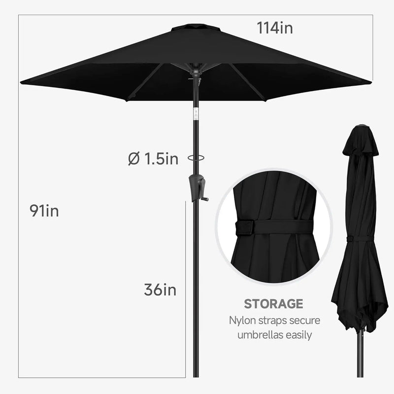 FLAME&SHADE 10ft Patio Umbrella - Outdoor Umbrella with 6 Sturdy Ribs, Push Button Tilt and Crank, UV Protection Table Market Umbrella for Pool, Porch，Garden, Deck, Backyard (Black) by GreenHaven Gardens