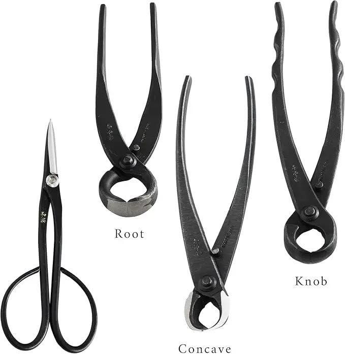 Wazakura Made in Japan 6PCS Bonsai Professional Tool Kit with Roll Bag: Japanese Yasugi Steel Satsuki Bonsai Scissors, Concave Branch Cutter, Knob Cutter, Jin Plier, Wire Cutter, Root Cutter by GreenHaven Gardens