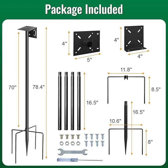 Bird Feeder Pole, 76in Adjustable Bird House Pole for Outdoors, Heavy Duty Smart Feeder Pole Mount Kit for Feeders, Birdhouse, Weather Station, Birdwatching by GreenHaven Gardens