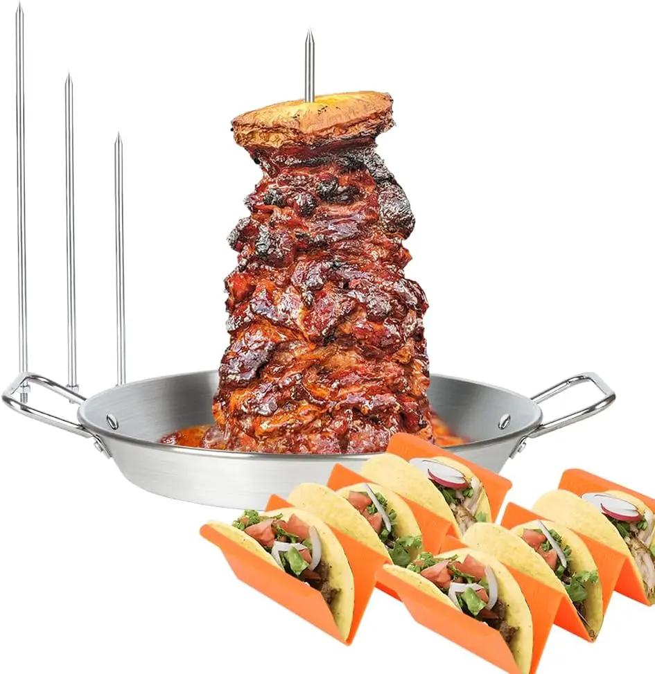 Stainless Steel Vertical Gyro Spit for Oven - Gyro/Shawarma Skewer Stand, Gyro Plate/Pan for Chicken, Meat, Kebabs -Home Use by GreenHaven Gardens