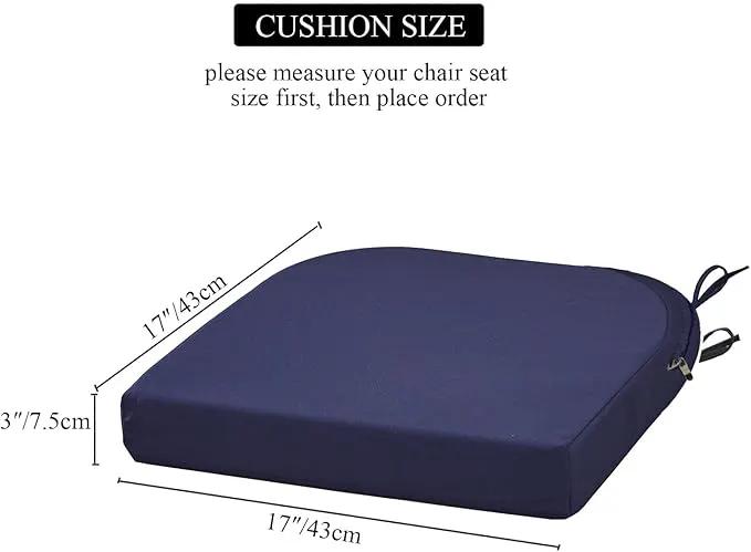 17 x 17 Inch Outdoor Seat Cushions for Patio Furniture with Non Slip and Ties Waterproof & UV Resistant Round Corner Outdoor Chair Cushions Replacement Set of 2, Navy Blue by GreenHaven Gardens