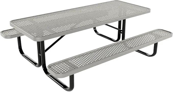 Coated Outdoor Furniture Heavy-Duty Portable Outdoor Kids Table, Punched Steel Kids Picnic Table, Commercial-Grade Picnic Table, Made in America (6ft Rectangular, Childrens, Gray) by GreenHaven Gardens