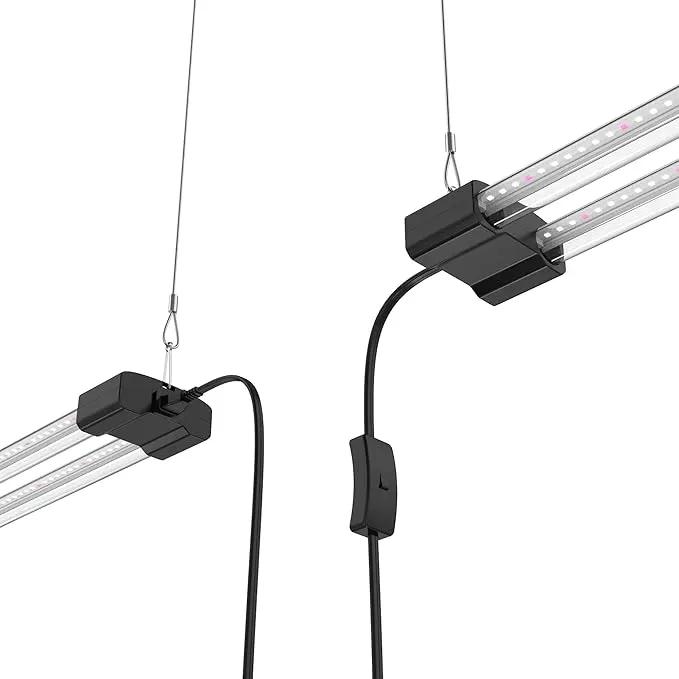 BoostGro LED Grow Light Full Spectrum 5000K Daylight + 660nm Red Linkable Indoor Plant Lighting Fixture Tubes (4 FT, Black) by GreenHaven Gardens