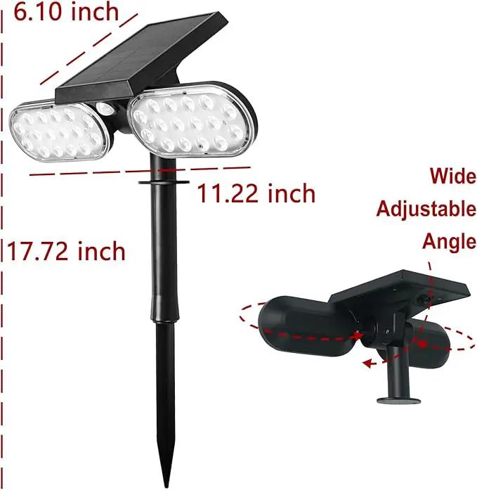 Luwint Solar Motion Lights Outdoor, Waterproof Solar Powered Flood & Security Lights for Outside, 2 Heads Swivel 360 Angle Solar Lights with Ground Stake by GreenHaven Gardens