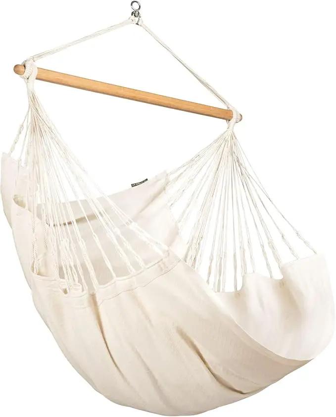 LA SIESTA® - Large Comfort Habana Cotton Hammock Chair & CasaMount - Hanging Chair w/Suspension Kit for Walls Ceilings & Square Beams - Indoor Outdoor Swing Hanging Chair Bedroom Balcony - Latte by GreenHaven Gardens