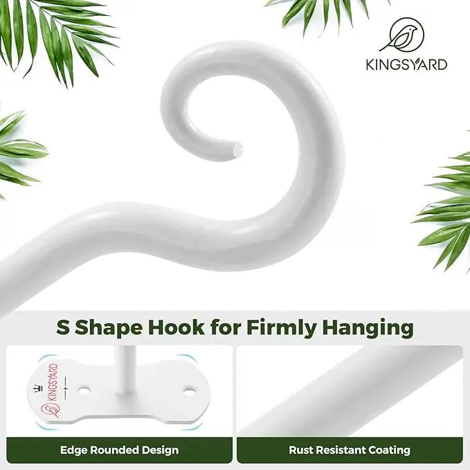 Kingsyard 2 Pack Wall Plant Hanger - Heavy Duty Metal Hanging Bracket Hooks for Hanging Plant Bird Feeders Lanterns Wind Chimes Indoor/Outdoor. White by GreenHaven Gardens