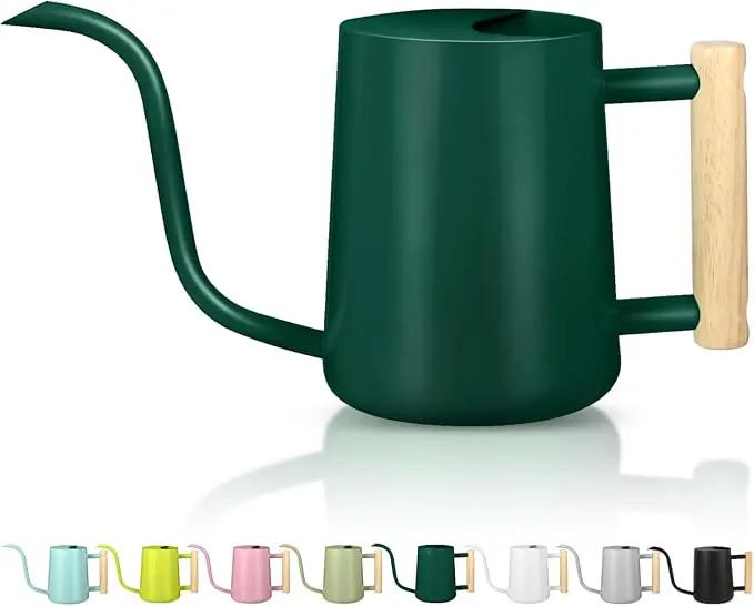 Watering Can Indoor Plants, 35oz Small Watering Can Indoor Stainless Steel Metal Watering Can Modern Decorative Watering Pot with Long Spout for Indoor House Plant Bonsai Garden Flowers (Alpinegreen) by GreenHaven Gardens