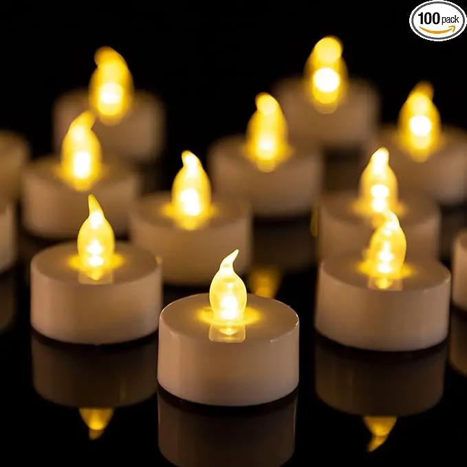 LED Tea Lights Candles- 100Pack Flameless Candles Realistic and Bright Flickering Long Lasting 200Hours for Holiday Celebration,Party, Home Decoration WarmYellow,Battery Operated by GreenHaven Gardens