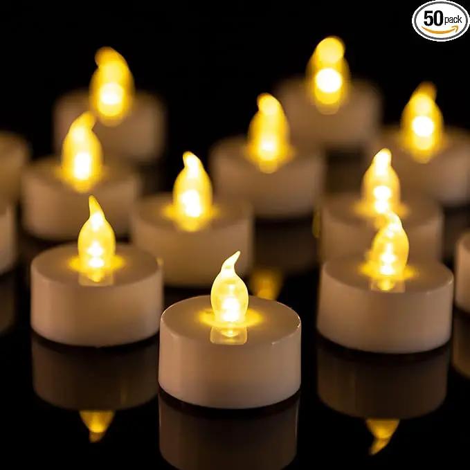 LED Tea Lights Candles- 50Pack Flameless Candles Realistic and Bright Flickering Long Lasting 200Hours for Holiday Celebration,Party, Home Decoration WarmYellow,Battery Operated by GreenHaven Gardens