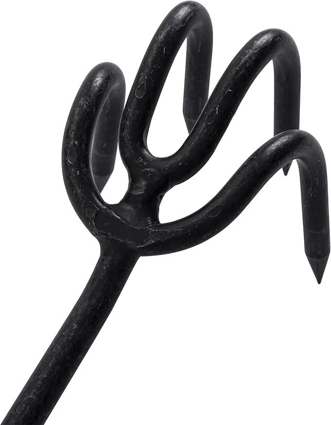 Barebones Cultivator - Weed Remover Tool - Garden Rake and Weeding Tool for Yard Work - Stainless Steel Cultivator for Raking Soil (Walnut/Black) by GreenHaven Gardens