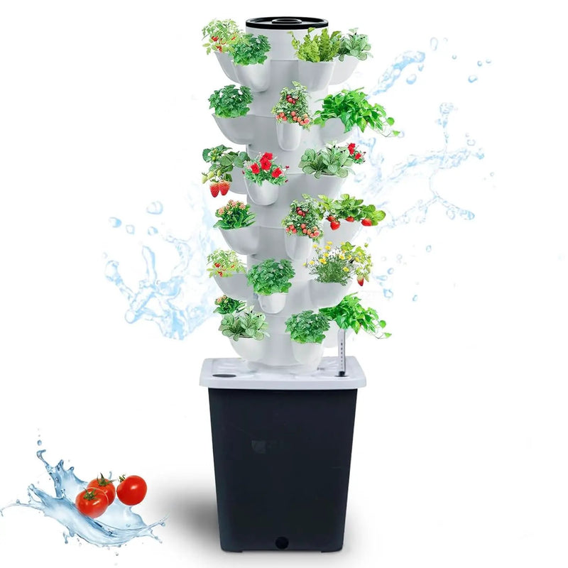 Hydroponics Tower Indoor Growing System Vertical Garden Planter Indoor Smart Garden Kit with Pump and Movable Water Tank Vegetable Plant Gift for Gardening Lover (30-Plants) by GreenHaven Gardens