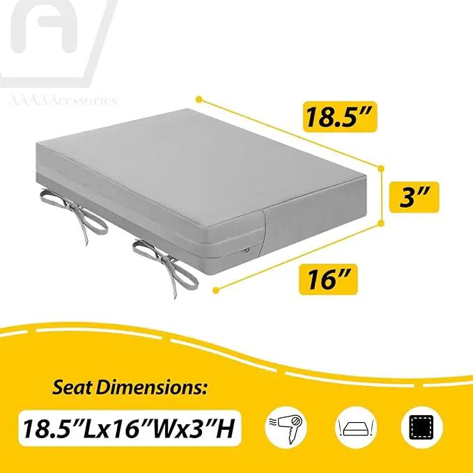 AAAAAcessories Outdoor Seat Cushions for Chairs, Waterproof, Fade-Resistant Patio Furniture Replacement Cushions, 18.5" x 16" x 3", Set of 2, Gray by GreenHaven Gardens