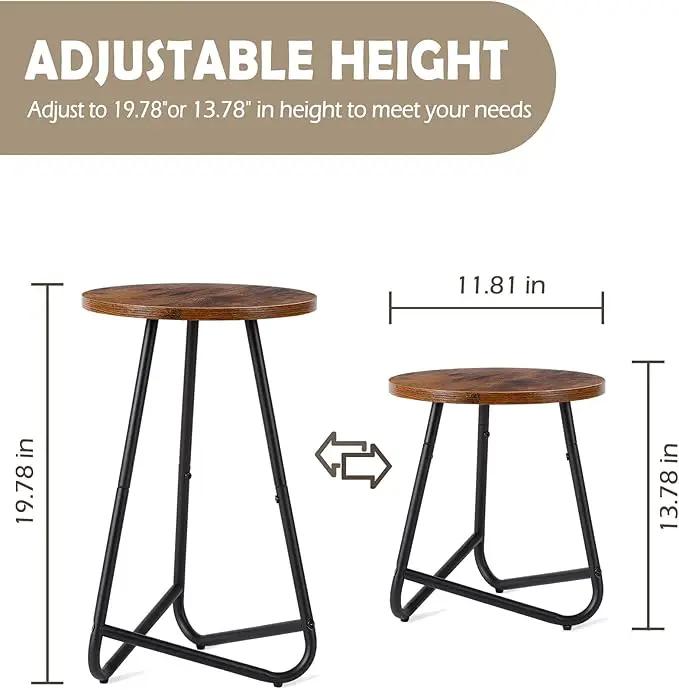 Indoor Plant Stand,Mid Century Wood Stand Plant Table,Modern Plant Stool for Outdoor,Metal Tall Holder for Flower Pots,Small Round Side End Table (Rustic Brown, 19 inch set of 2) by GreenHaven Gardens