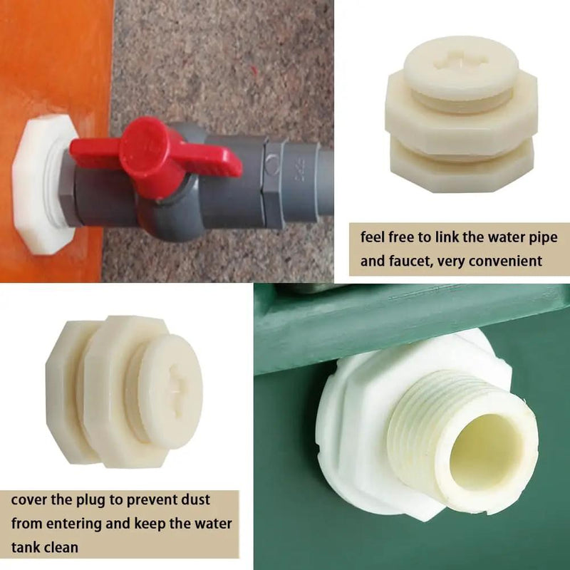 1/2 Female ABS Bulkhead Fitting, Plastic Water Tank Connector Adapter Fitting with Plugs for Outdoor rain Barrel Garden Hose Adapter Spigot kit Water Tank Gallon Drain Bucket(Set of 4) by GreenHaven Gardens