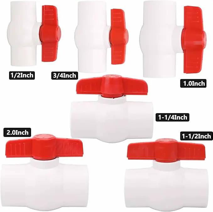 2" PVC Ball Valve Water Pipe Shut-off Valve Socket with Red T-Handle for Cold Water Supply lines, Irrigation Pipe fitting System(Socket x Socket), Schedule 40 by GreenHaven Gardens