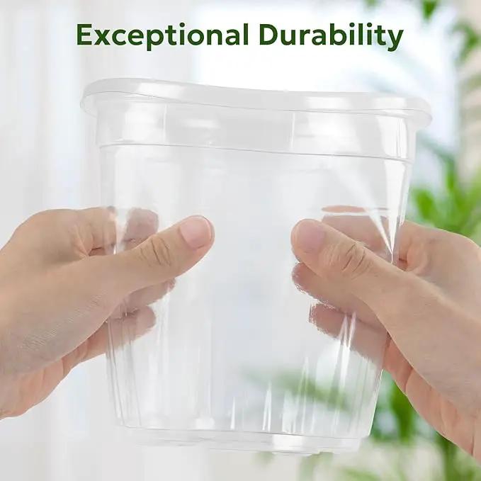 1 Gallon Reinforced Clear Nursery Pots with Drainage Hole, 30 Packs, 6.7 Inch Transparent Pots for Seedlings, Indoor/Outdoor Plants, Veggies, Flowers, and Professional Nursery Use by GreenHaven Gardens