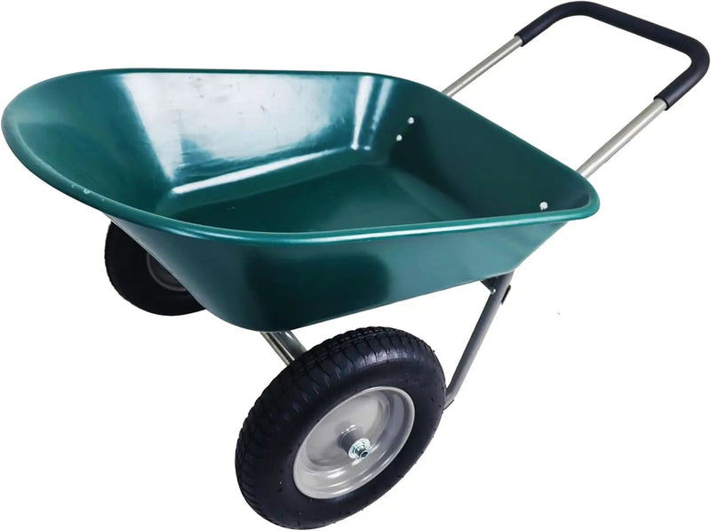 OLIXIS 2-Wheel Barrel Heavy-Duty Garden Wheelbarrow Cart with Pneumatic Tires, 5 Cu Ft Capacity & Built-in Stand – 300 lbs Load, Easy-Grip Handles, Lightweight, Green by GreenHaven Gardens
