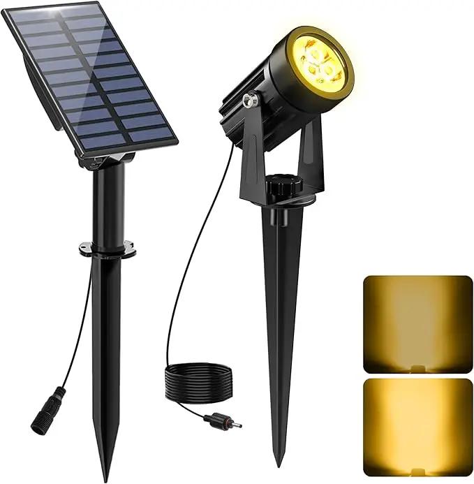 Solar Spot Lights Outdoor, Solar Landscape Spotlights IP65 Waterproof 9.8ft Cable,Auto On/Off Outdoor Wall Lights for Garden Yard Driveway Porch Walkway Pool (3000K Warm White) by GreenHaven Gardens