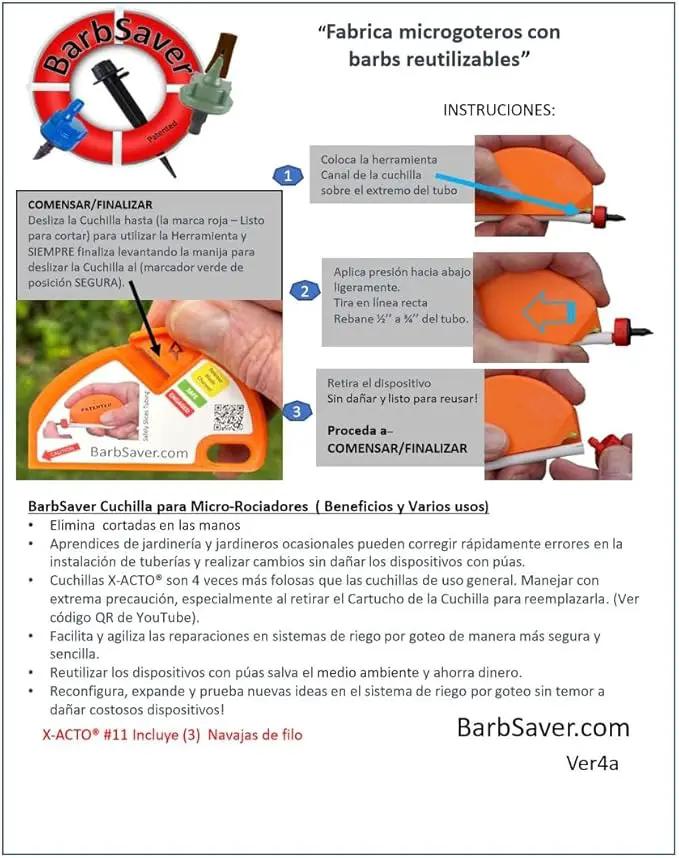 BarbSaver Drip Irrigation Cutter Tool – Reuse Barbed Parts, Fittings, In-Line Emitters, Drippers, Bubblers and Micro-sprayers, by Easily Cutting Away 1/4" Micro-drip Tubing. by GreenHaven Gardens