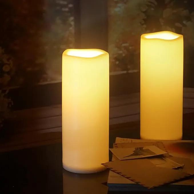 CANDLE CHOICE Waterproof Outdoor Battery Operated Flameless Candles with Timer Large Plastic Resin Bright Flickering Electric LED Pillars Lantern Garden Wedding Christmas Decorations 4”(D)x10”(H) 2PCS by GreenHaven Gardens