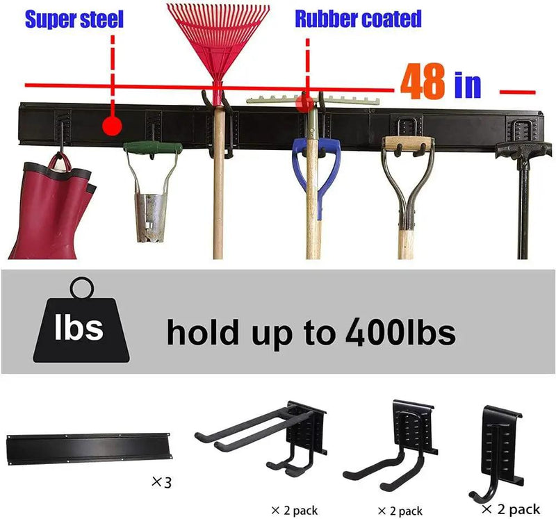 Ultrawall Garden Tool Organizer, 48 Inch Garage Tool Organizer Wall Mount, Heavy Duty Steel Wall Holders for Tools, 400lb Weight Capacity by GreenHaven Gardens