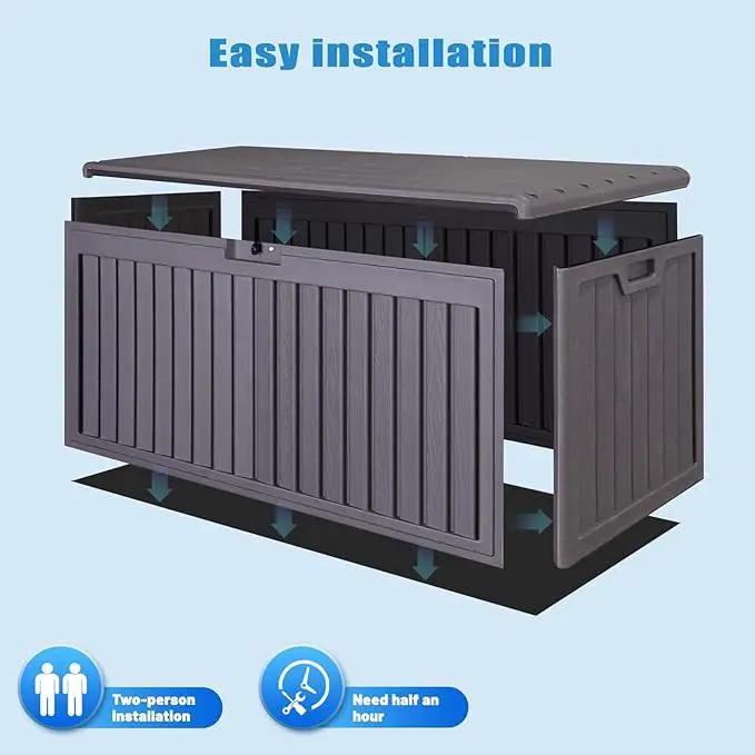 100 Gallon Outdoor Storage Box Waterproof, Resin Deck Box with Dual-Wall for Storing Gardening Tools, Pool Supplies, And More by GreenHaven Gardens