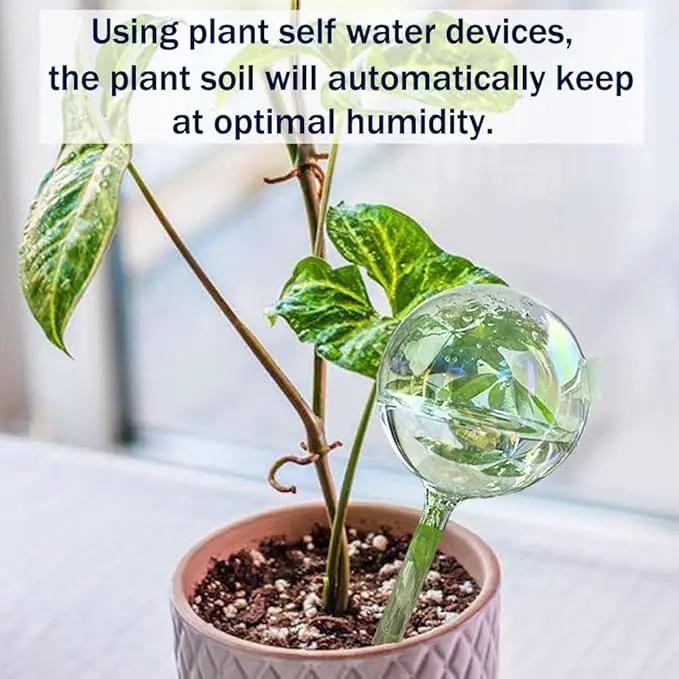 Clear Rainbow Glass Plant Automatic Watering Bulb, 4pcs Garden Flower Self Watering Planter Inserts, Automatic Plant Waterer System Set Self Watering Spikes to Support Plant Health by GreenHaven Gardens