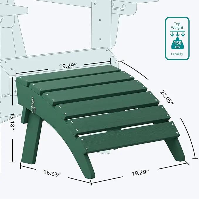 SERWALL Folding Adirondack Ottoman Without Assembly, Green by GreenHaven Gardens