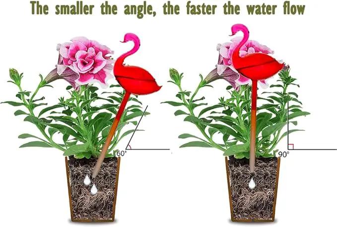 Adabocute Plant Watering Globes, Flamingo Self Watering Globes, Glass Self Watering Planter Insert, Gradient Hot Pink Plant Watering Devices, Automatic Plant Waterer Indoor, Watering Bulbs, 2 Pack by GreenHaven Gardens