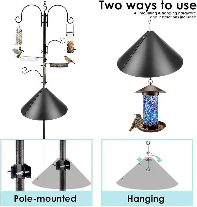 Deluxe Bird Feeding Station Kit - Wild Bird Feeder Hanging Pole With Multi Feeder, Suet Cage, Planter Hanger, and Squirrel Guard Baffle for Attracting Birds by GreenHaven Gardens