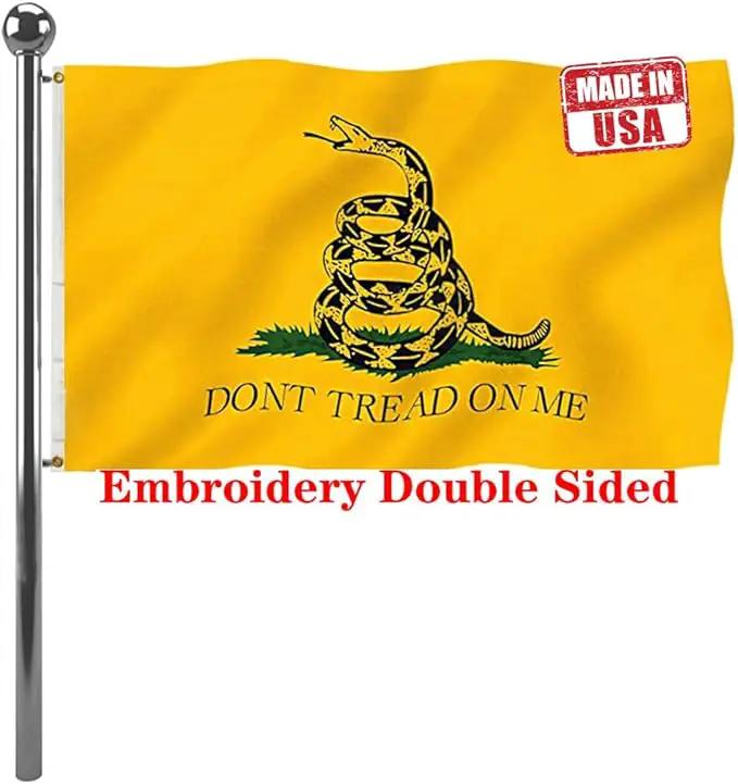 Jayus 340D Embroidered Gadsden Snake Flag 3x5 Outdoor- 2Ply Double Sided Nylon Dont Tread On Me Garden Flags Banners- Libertarian Garden Flag with Vivid Powerful Snake by GreenHaven Gardens