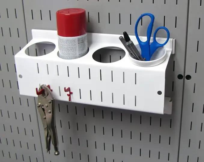 Wall Control 4 ft. Metal Pegboard Organizer - Standard Tool Storage Kit & Spray Can Holder Bracket for Pegboard & Slotted Tool Board - White by GreenHaven Gardens