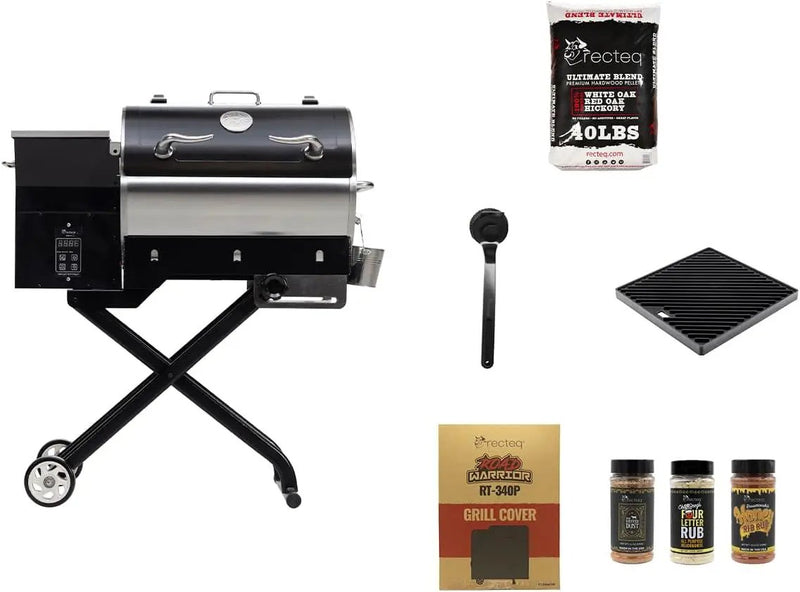 recteq Pellet Grill - Road Warrior 340 + Searing Essentials Bundle, Portable Electric Pellet Smoker Grill, BBQ, Wood Pellets, Sear, Smoke, and More by GreenHaven Gardens