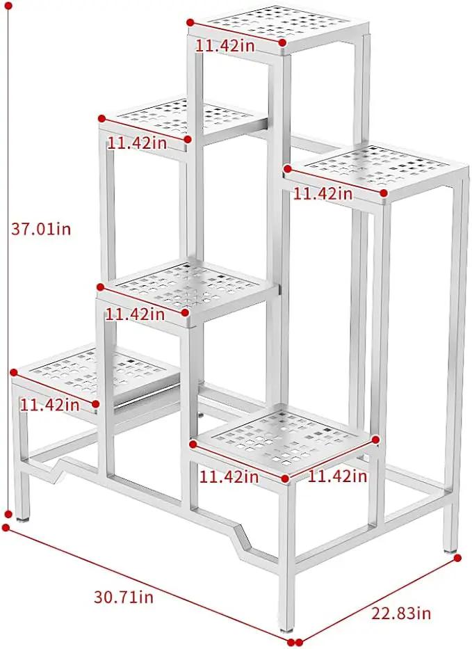 Plant Stand - Aluminum Indoor/Outdoor Flower Rack, Waterproof & Rust-Proof, Stable Support for Pots, Perfect for Living Room, Balcony, Garden, and Office (White, 6 Tier) by GreenHaven Gardens