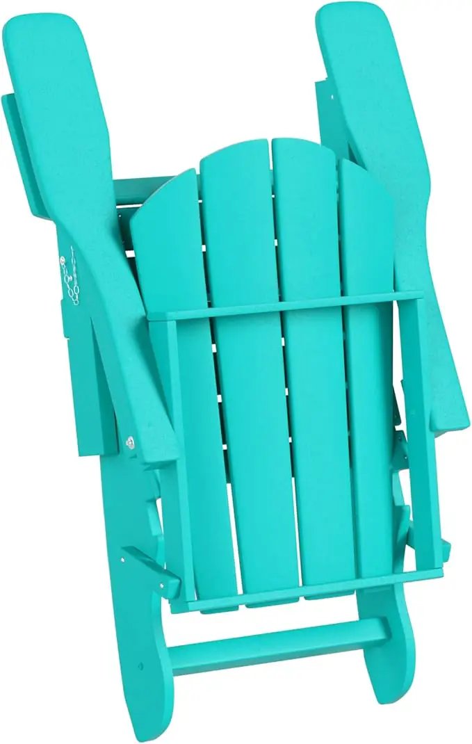 WO Home Furniture Adirondack Chair Table Set of 2 PCS Outdoor Folding Chair w Side Table Weather/UV Resistant for Lawn, Garden, Bon Fire, Balcony (Turquoise) by GreenHaven Gardens