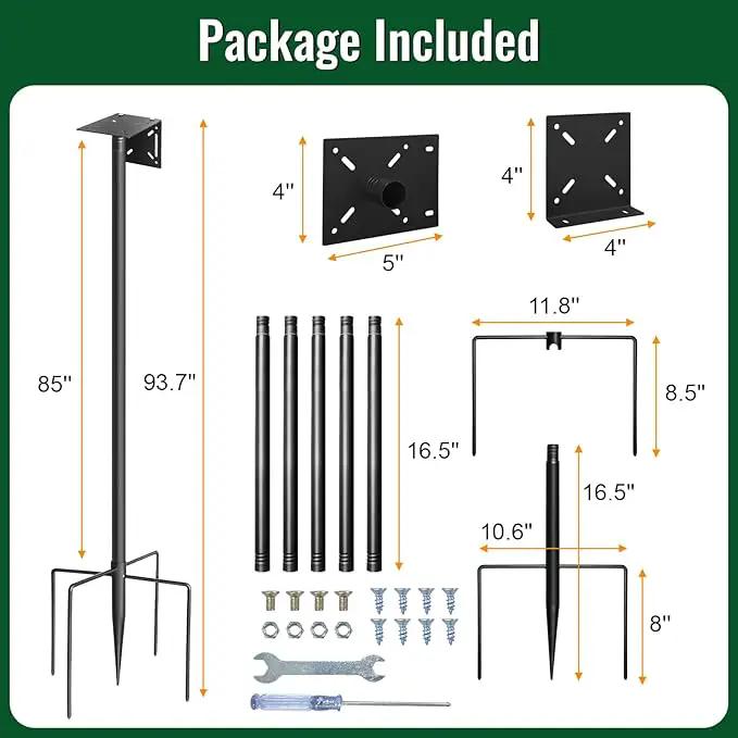 Bird Feeder Pole, 92in Adjustable Bird House Pole for Outdoors, Heavy Duty Smart Feeder Pole Mount Kit for Feeders, Birdhouse, Weather Station, Birdwatching by GreenHaven Gardens