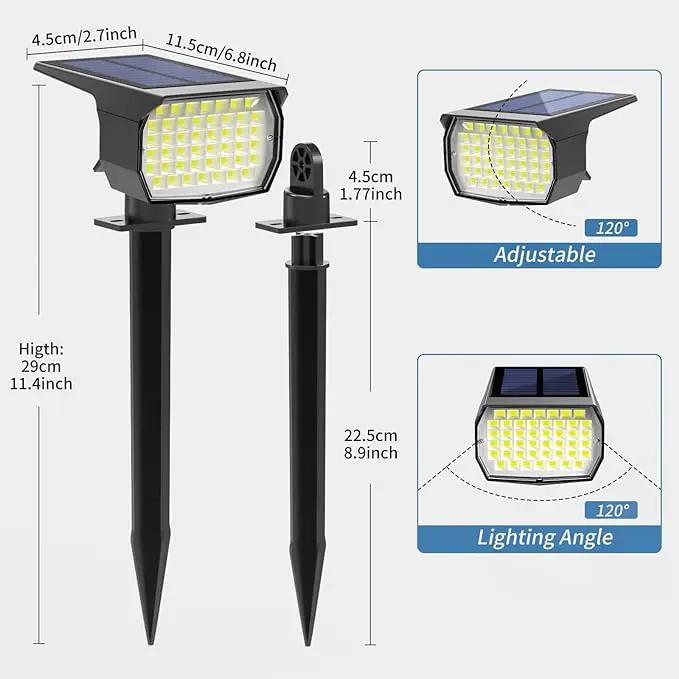 Solar Spot Lights Outdoor Waterproof IP65, 12 Pack Landscape Spotlights with 46 LEDs, 3 Modes Auto On/Off Solar Powered Flood Lights for Outside Pathway, Yard, Garden, Walkway (Cool White) by GreenHaven Gardens
