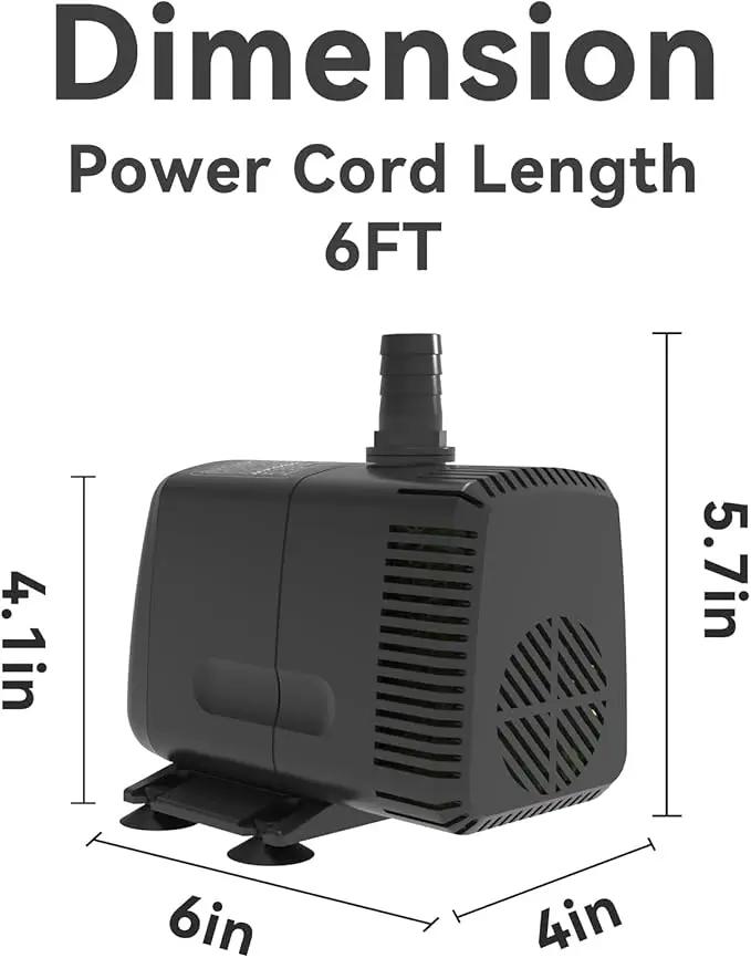 Submersible Pump 880GPH (3500L/H 60W) Ultra Quiet with Dry Burning Protection 10.2ft High Lift for Fountains, Hydroponics, Ponds, Aquariums & More… by GreenHaven Gardens