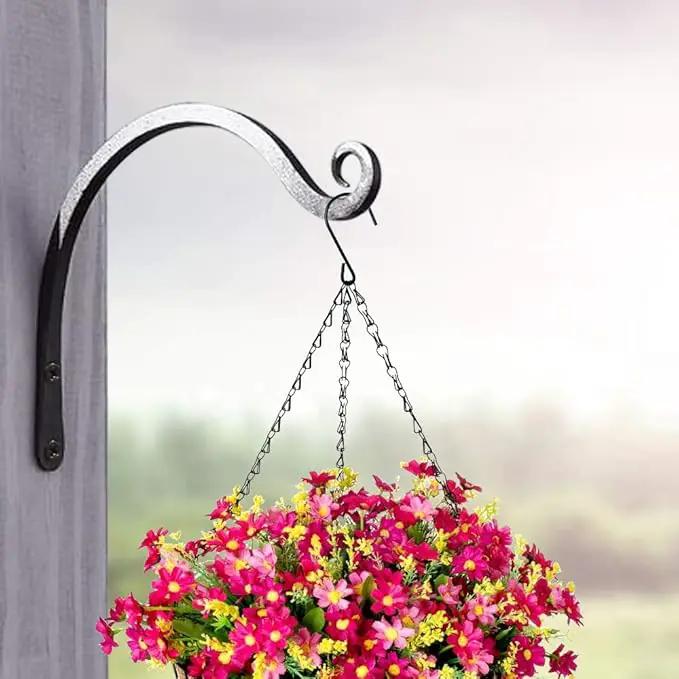 Gtongoko 2 Pack 8 Inch Plant Hangers Outdoor Metal Hanging Plant Bracket Bird Feeder Plant Hooks for Hanging Flower Basket, Wind Chimes, Solar Lanterns, Black by GreenHaven Gardens