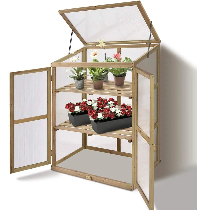 Giantex Garden Portable Wooden Cold Frame Greenhouse Raised Flower Planter Protection (30.0"X22.4"X42.9") by GreenHaven Gardens